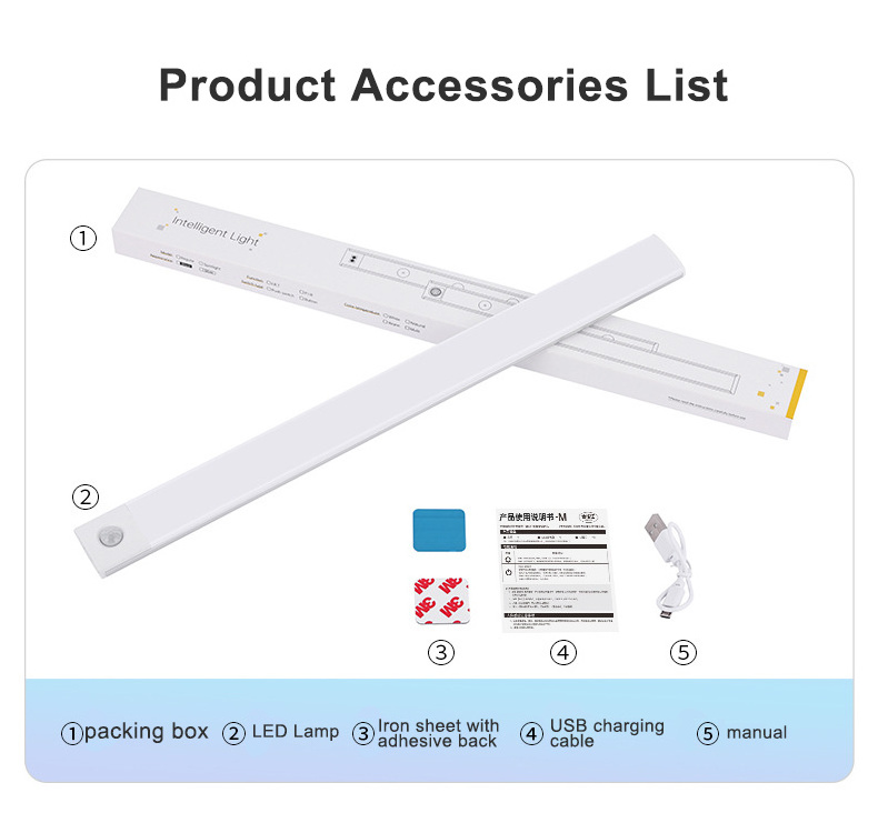 Battery Powered Wireless Kitchen Rechargeable Closet Linear Lamp LED Motion Sensor Lighting Under Wardrobe Cabinet Light