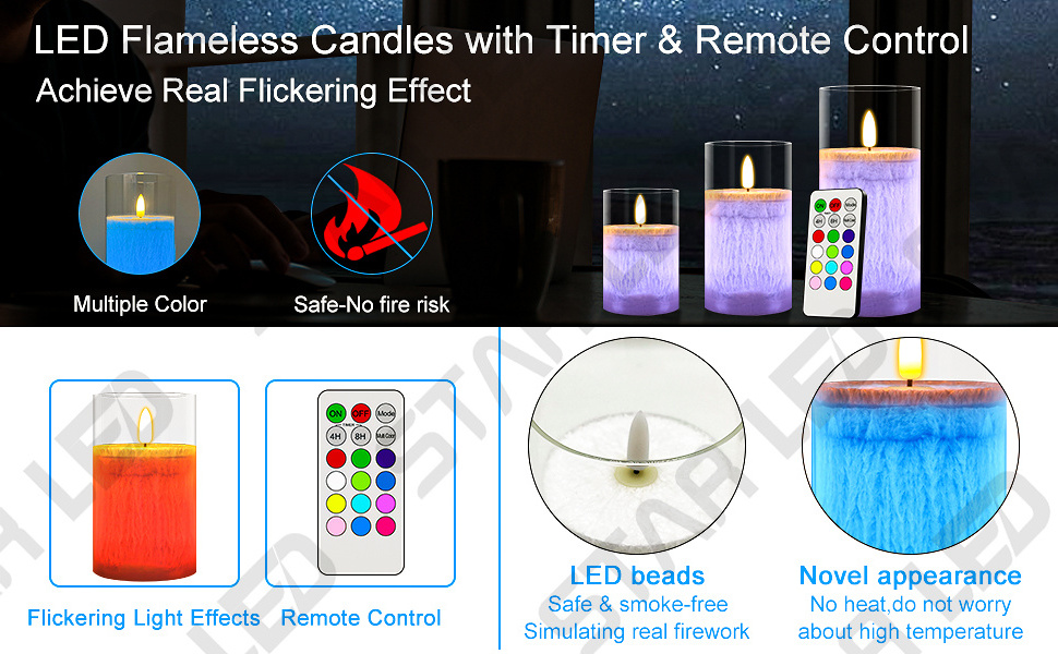 Flameless Votive Candles Flickering LED Candle Battery Operated LED Tea Lights in Colorful for Wedding Festival Decoration