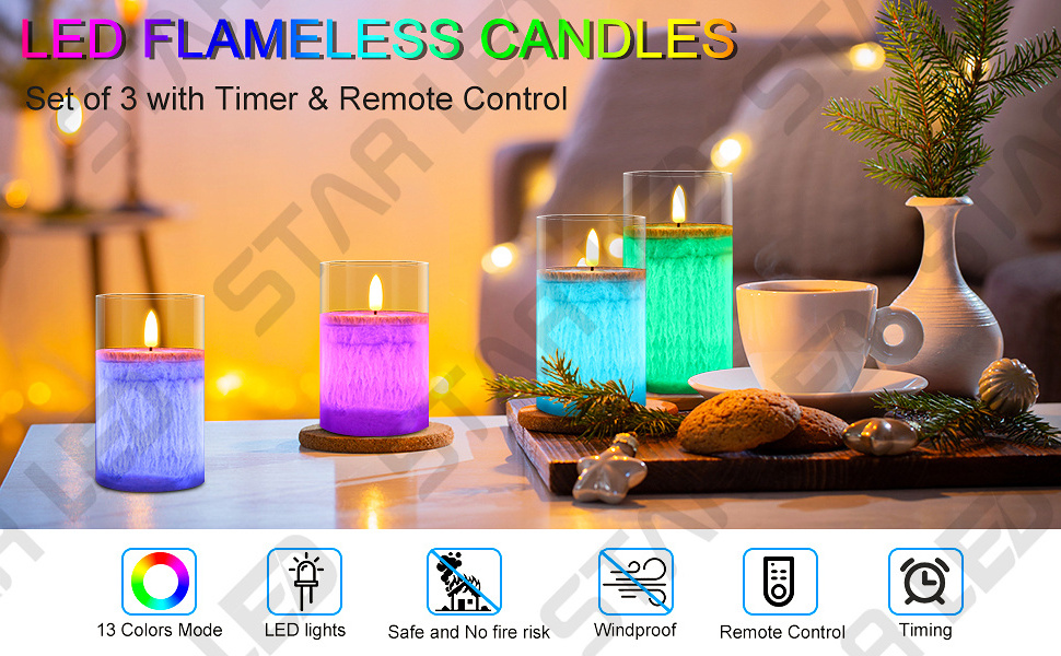 Flameless Votive Candles Flickering LED Candle Battery Operated LED Tea Lights in Colorful for Wedding Festival Decoration