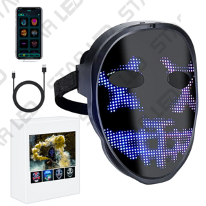 Bluetooth Led Lights Up Party Mask DIY Picture Editing Programmable Mask LED Luminous Mask App Control For Halloween Masquerade