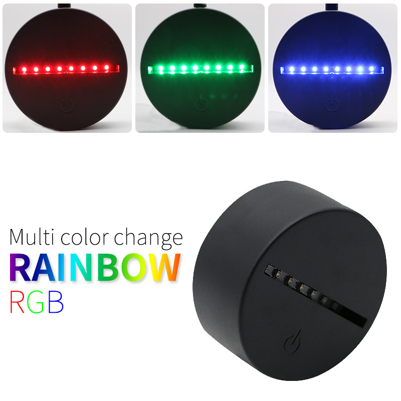 RGB LED Lamp Bases for 3D Led Night Light Acrylic Black 3D LED Lamp Night Light Touch Base with USB Cable and Remote Control