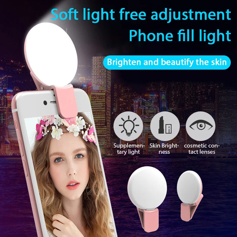 Led Ring Selfie Mini Phone Video Rechargeable Ring light Camera Portable Photography Mobile Clip Light