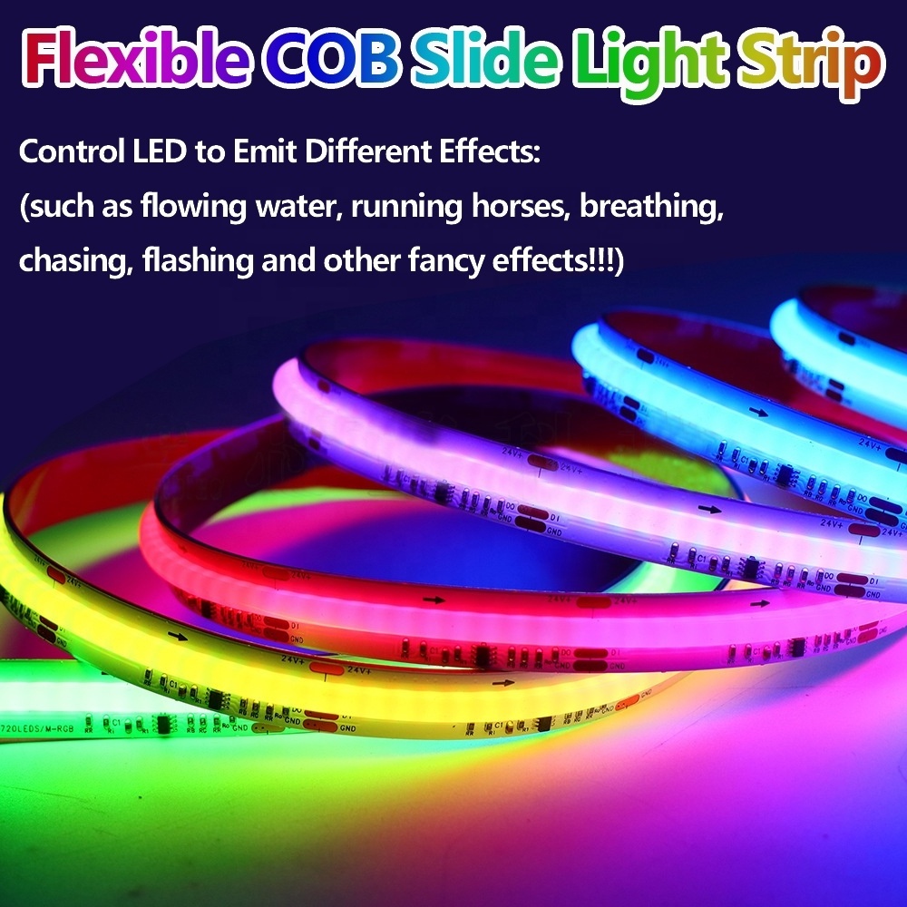 Commercial Dream Full Color RGBIC 24V Magic Digital No Light Point RGBIC Soft 720/m Smart Addressable RGB COB LED Strip Light