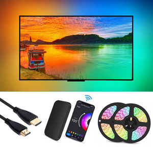 Fancy HDMI led Sync box Screen Lighting Kit For TV Smart Music Ambient TV Backlights WiFi Dream Color RGB TV LED Strip Lights