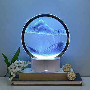 Creative modern quicksand RGB table lamp 3d home decor living room bedside table round art decorate light