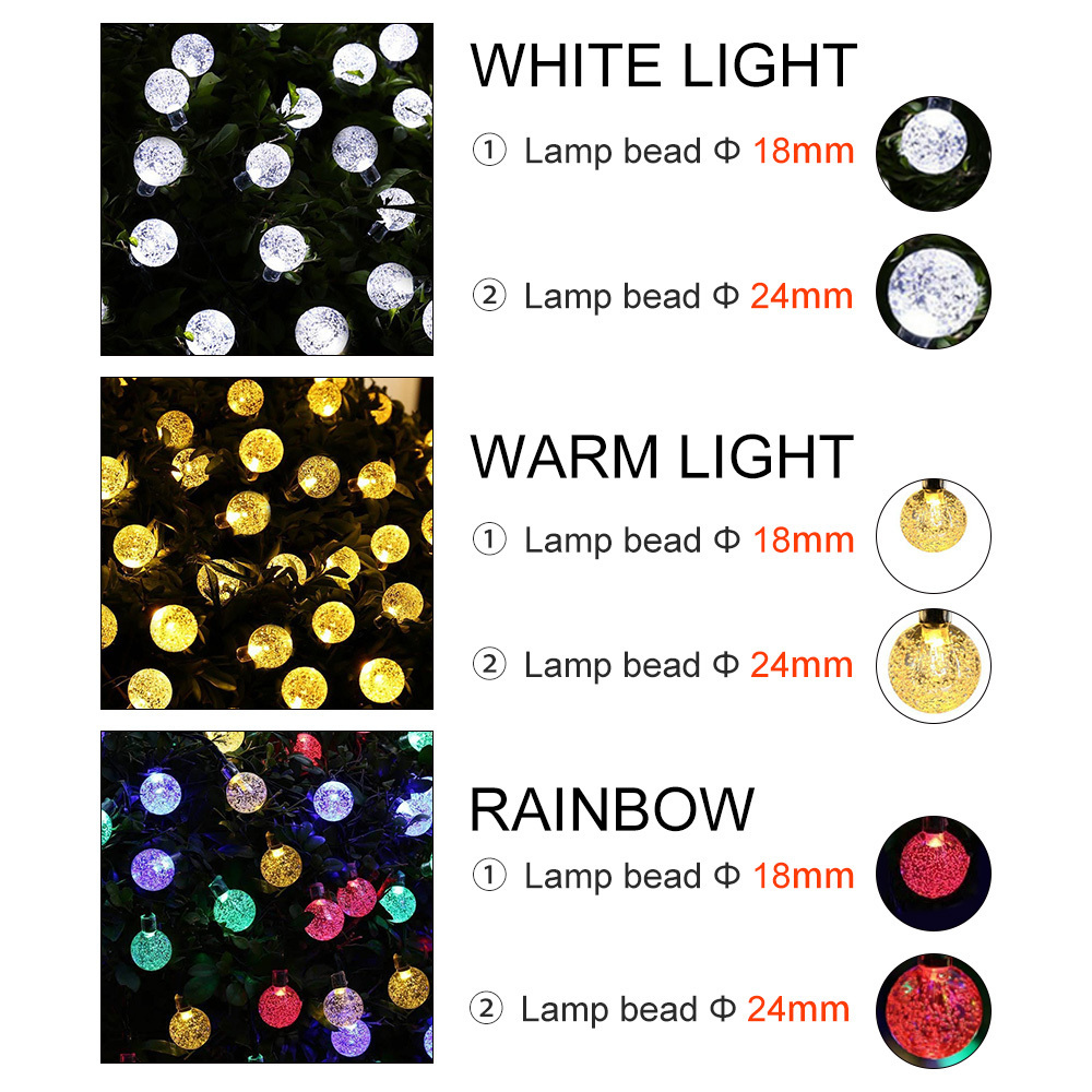 5M 10M 20M 8 Models Effect Waterproof Christmas Garden Lights Outdoor Decor Round Solar Power Led String Light