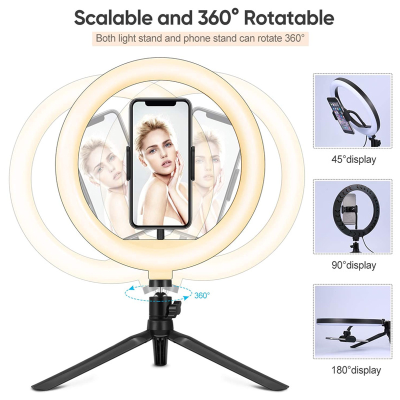 10 Inch Photography Lighting Led Selfie Ring flash Light With Tripod Stand Phone Holder For Makeup Video Live Studio