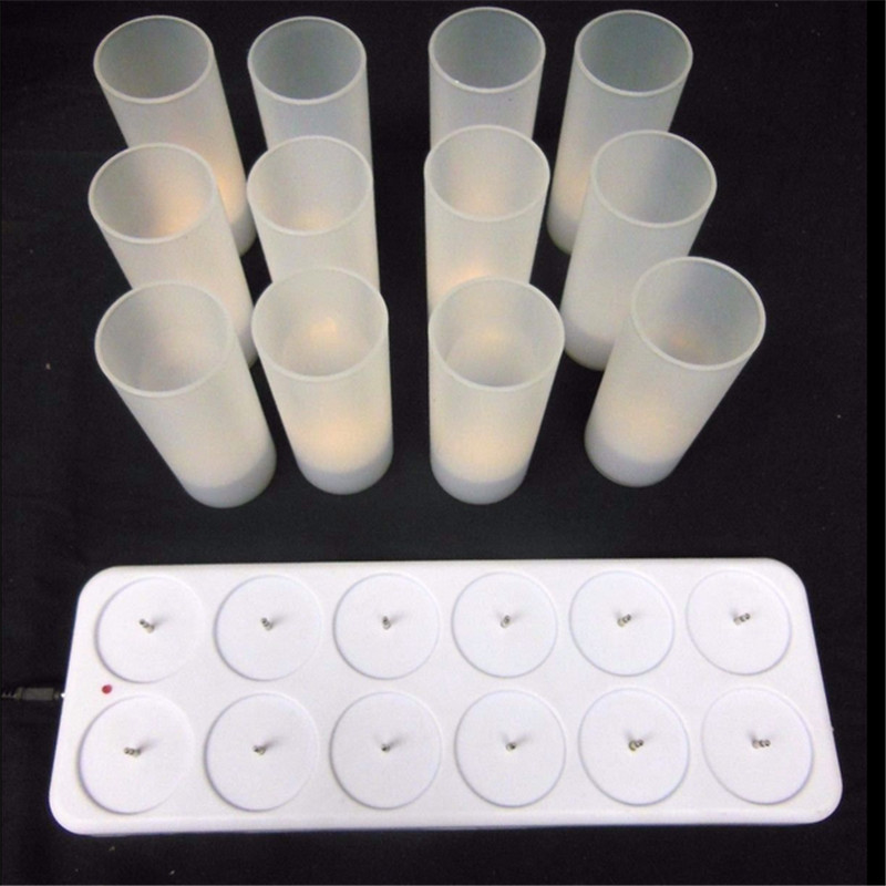 12Pcs LED Candle Lamp Rechargeable Creative Flickering Simulation Flame Candle Night Light Tea Light for Party Home Decoration