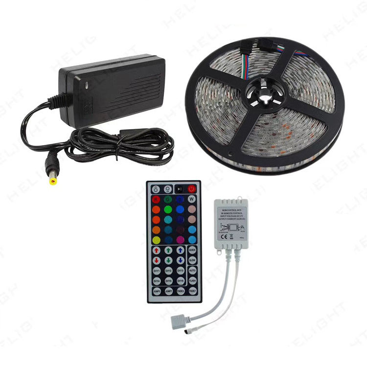 All in One Set Waterproof 5m 300led 44Key IR Remote Controller power supply Flexible 5050 rgb LED Strip Light