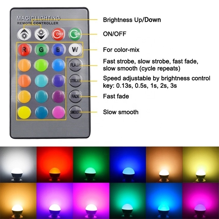 Household Lighting 3W remote control led lamp Nightclub bar party 7 color changing rgb led light bulb