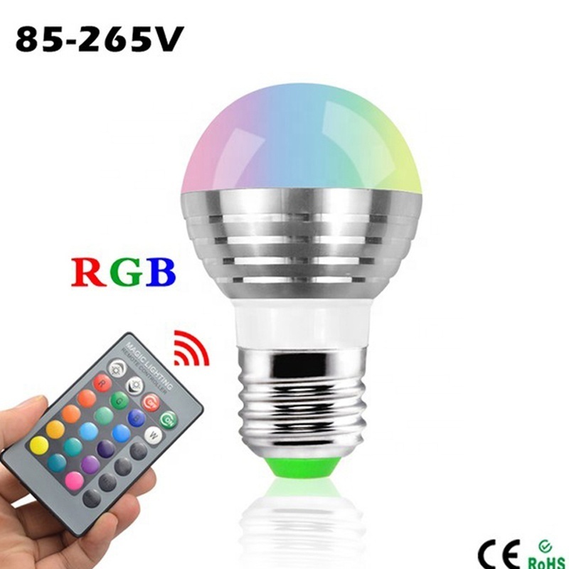 Household Lighting 3W remote control led lamp Nightclub bar party 7 color changing rgb led light bulb