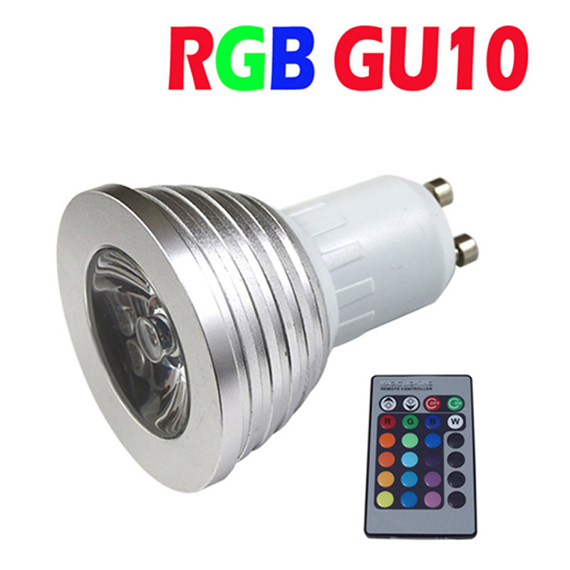 3W GU10 LED Bulbs Lighting 16 Colors Changing rgb led spot light Remote spotlight led