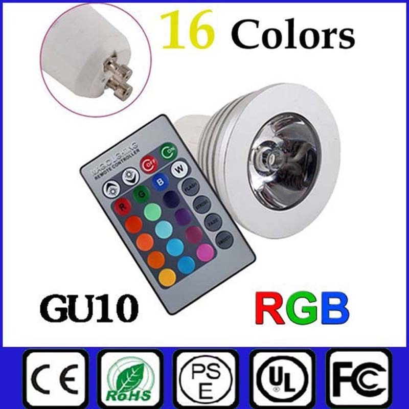 3W GU10 LED Bulbs Lighting 16 Colors Changing rgb led spot light Remote spotlight led