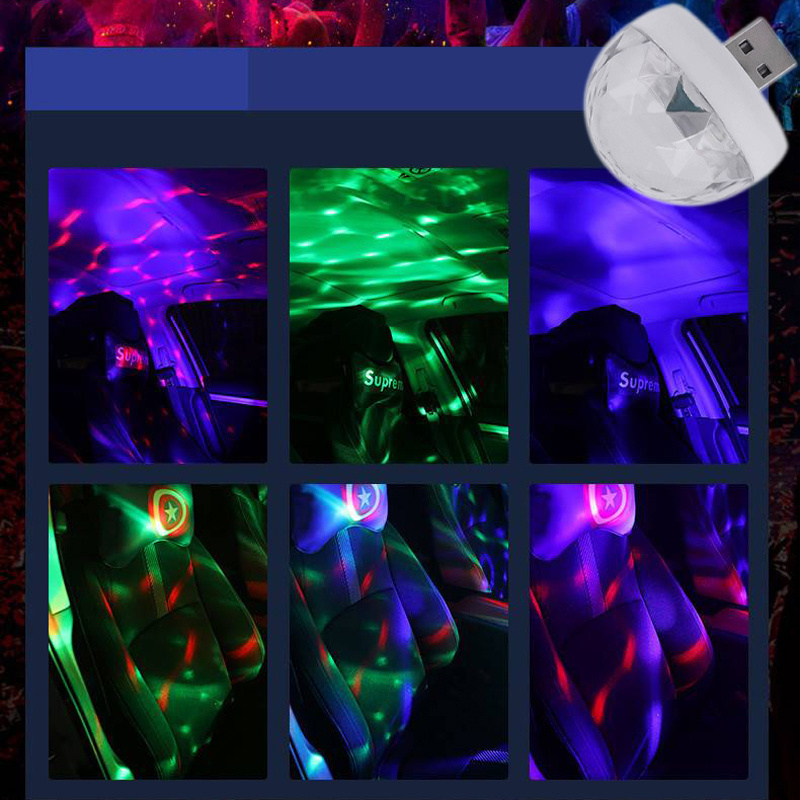 Stage DJ RGB Strobe Magic Ball Mini Disco Light usb car atmosphere lamp inner ambient star light led