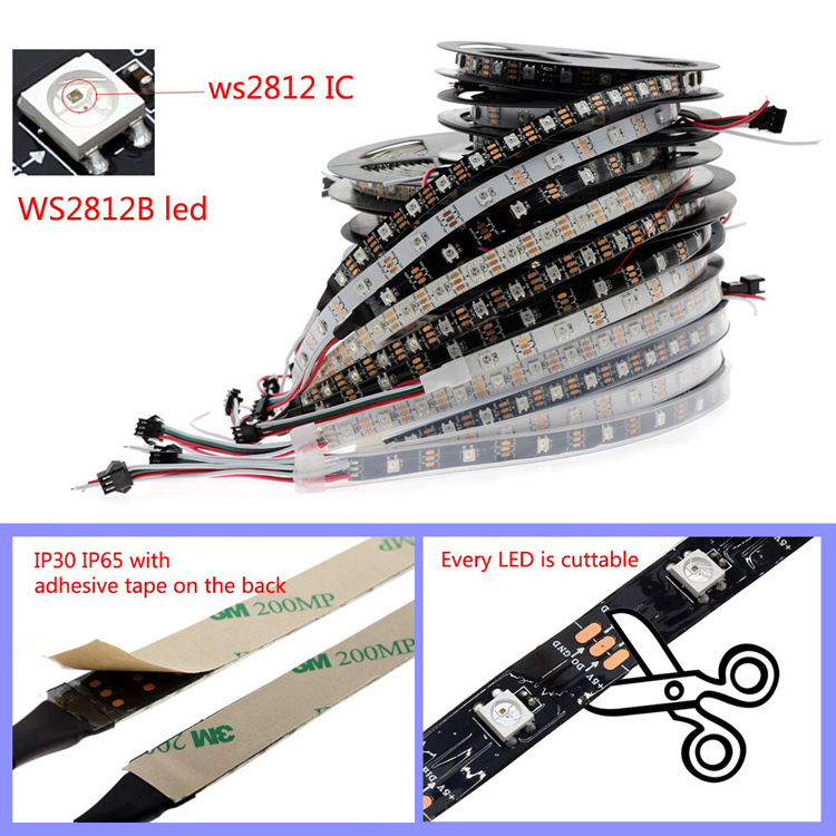 DC5V 5m WS2812B WS2812 Led pixel Strip 30/60leds/m Programmable Individually Addressable Smart RGB Full Color led strip light