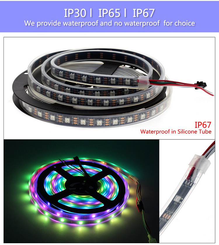 DC5V 5m WS2812B WS2812 Led pixel Strip 30/60leds/m Programmable Individually Addressable Smart RGB Full Color led strip light