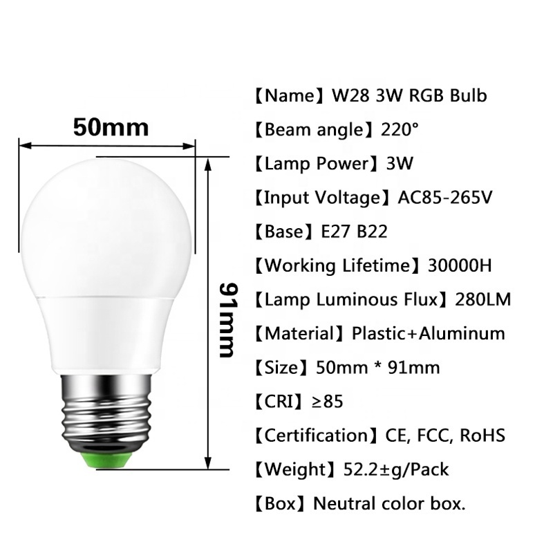 E27 3W 5W 9W Indoor Bedroom rgbw bulb lamps Atmosphere 16 Color changing rgb led light bulbs