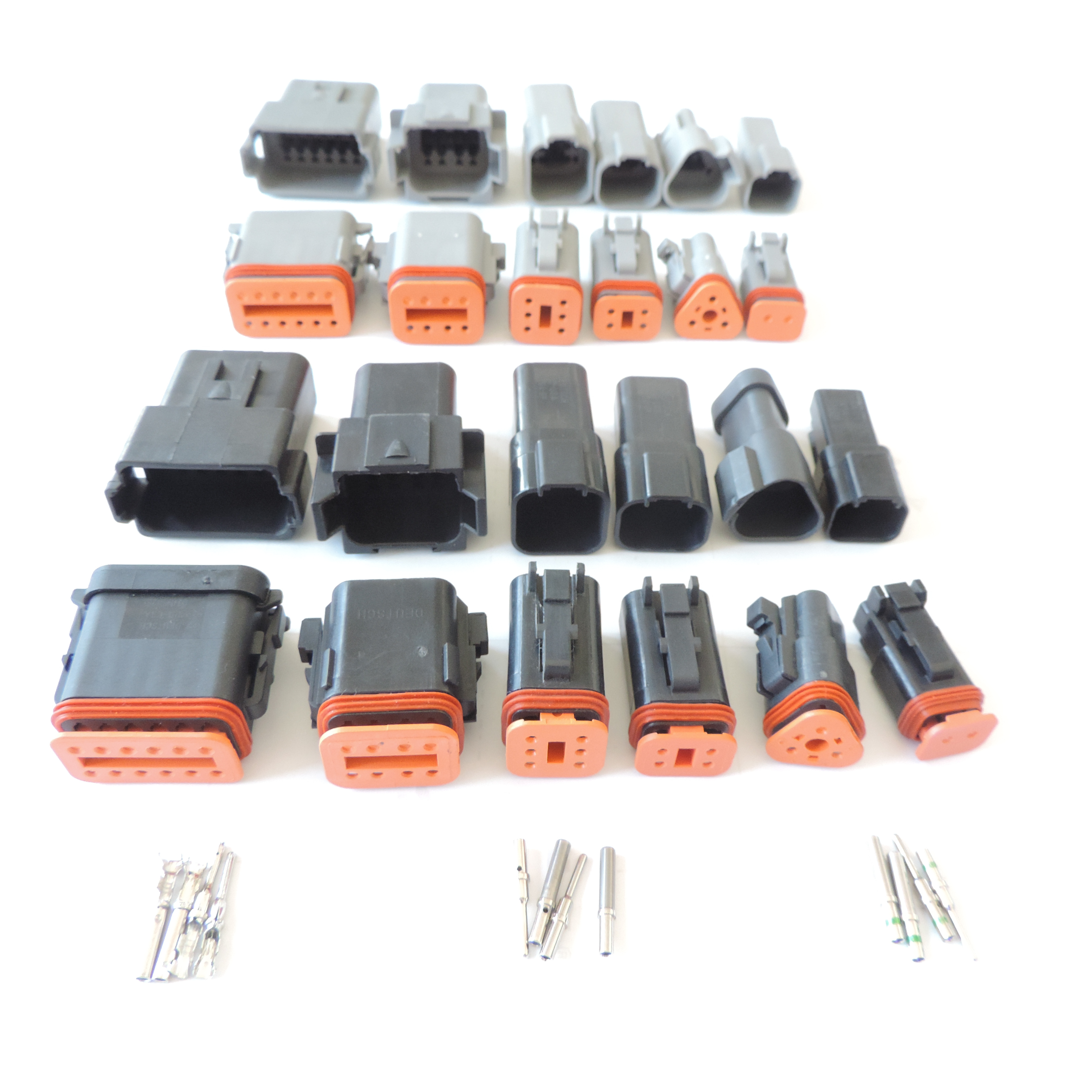 DT Connector Kit 2-12 Pin Gray 368 PCS Connector Deutsch Solid Terminal Contact/4 Indent 8 Impression Deutsch Crimping Tool