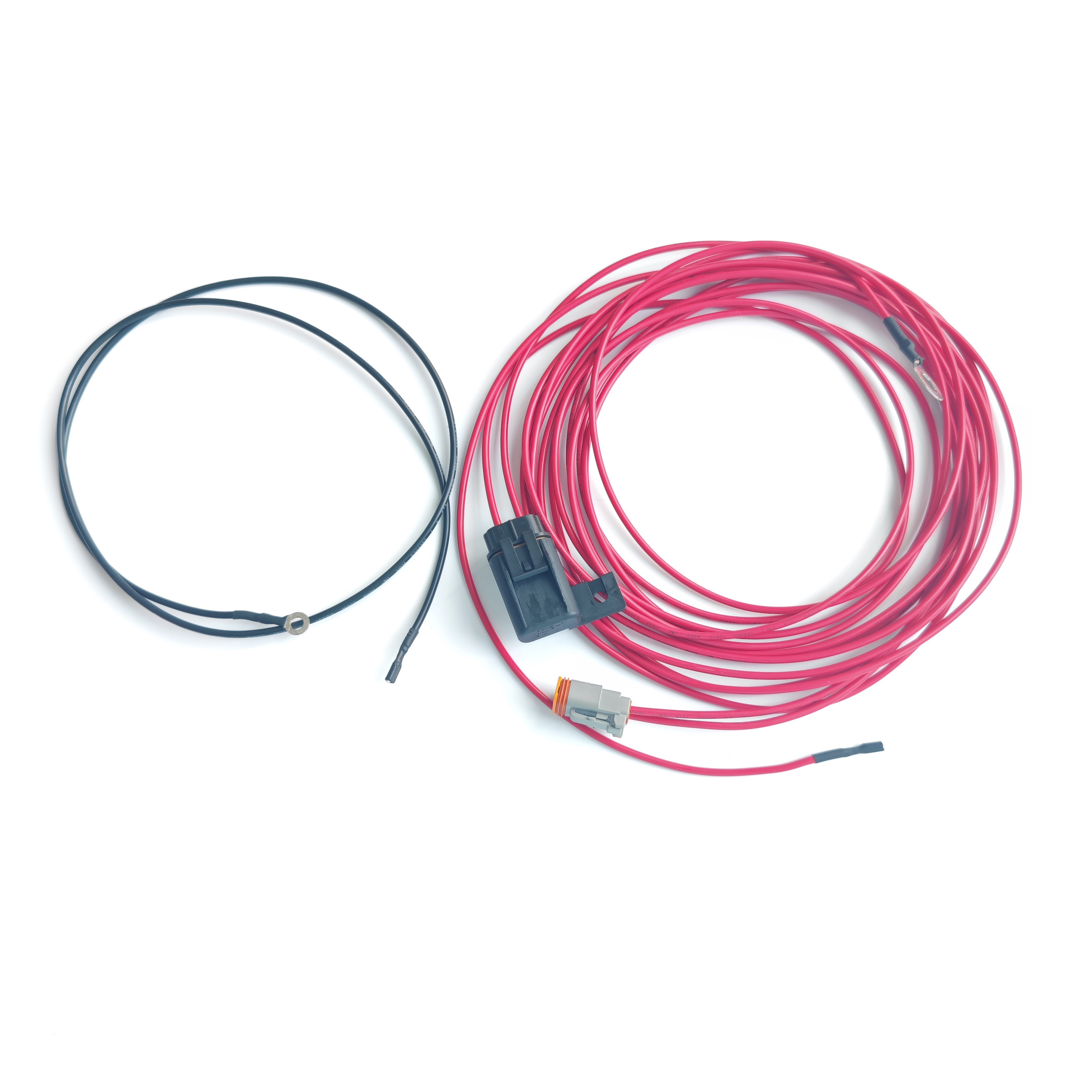 custom 16awg boat marine battery power wiring harness with dt deutsch 2 pin female connector dt06-2s and inline fuse holder