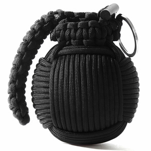 Black Paracord Grenade Survival Kit - LED Flashlight,Fishing Line, Sutures, Fire Starter Toggle, Mini Pocket Knife