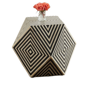 Geometrical Shape Hotel ware MDF Bone Inlay Stool Wholesale Bone Inlay Modern Good Quality Living Room Stool For Bedroom