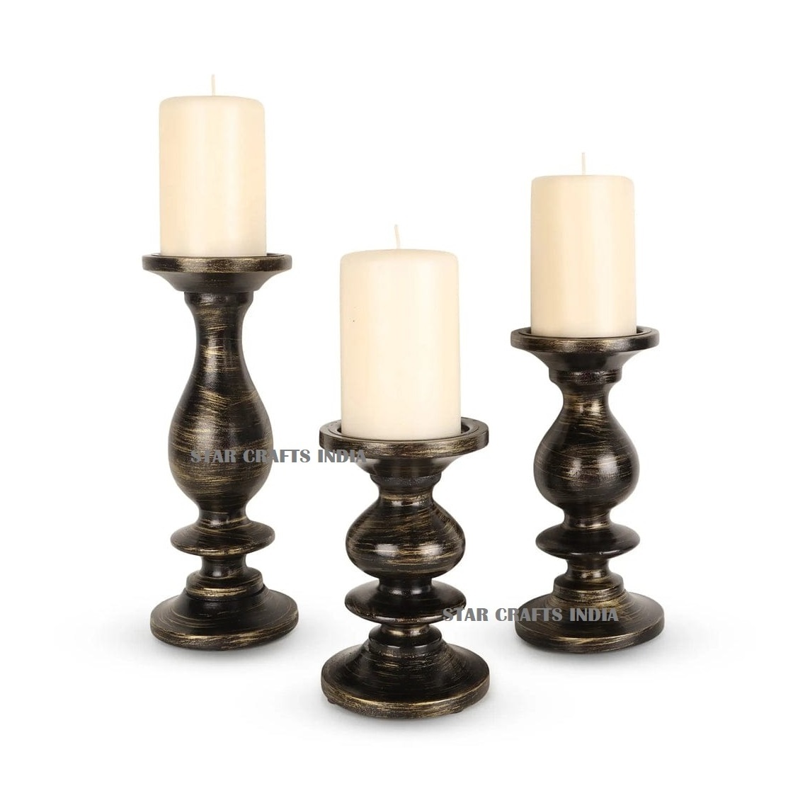 Premium Quality Home Decoration Mango Wood Church Candle Holder Christmas Diwali Candle Stand & Pillar Holder For Decoration Use