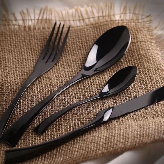 Newly Arrived Fashion & Modern Design 18 10 Stainless Steel Flatware Matte Black Spoon And Fork Hotel Wedding Luxury Cutlery Set