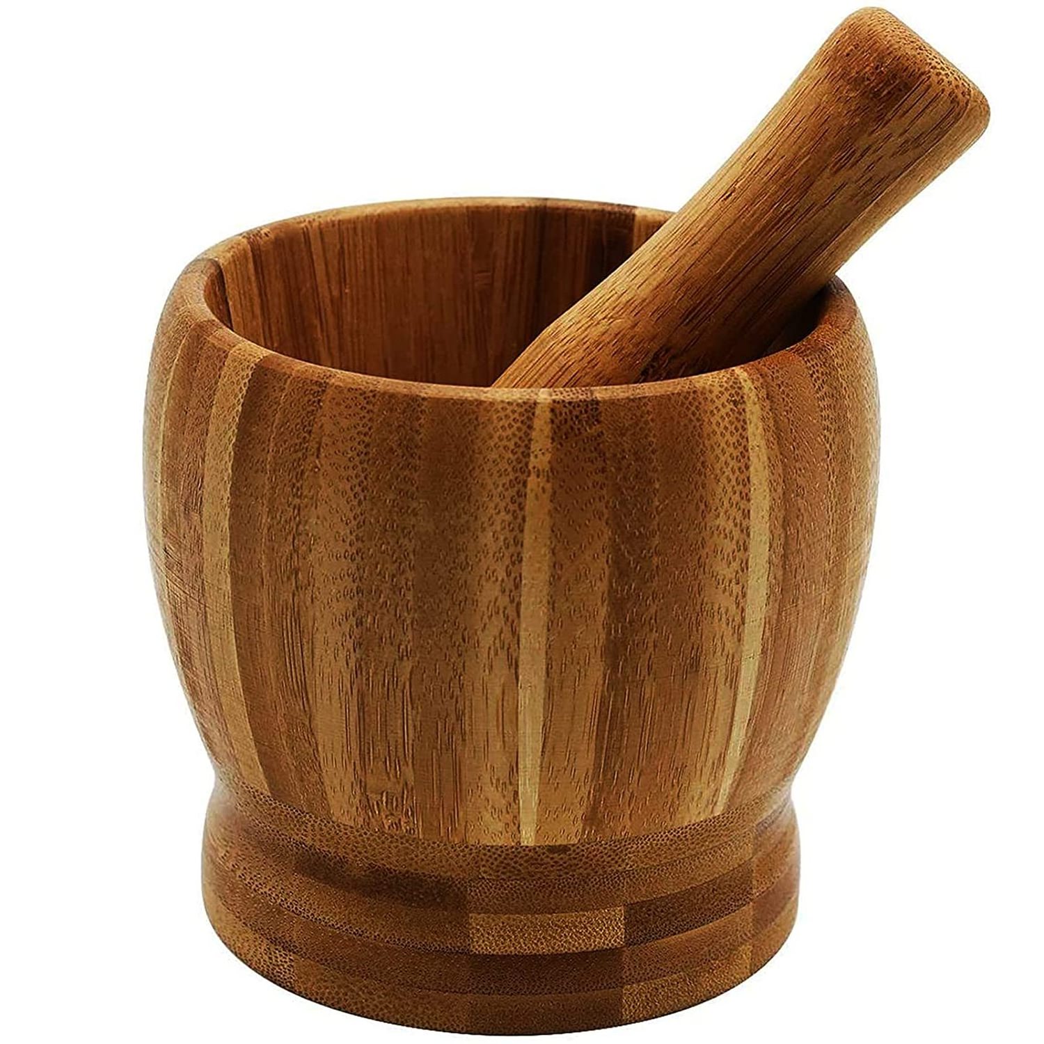 Vegetable Tools Mortar And Pestle Set Spice Pepper Crusher Round Shape Wooden Herbs Grinder Garlic Mixing Bowl