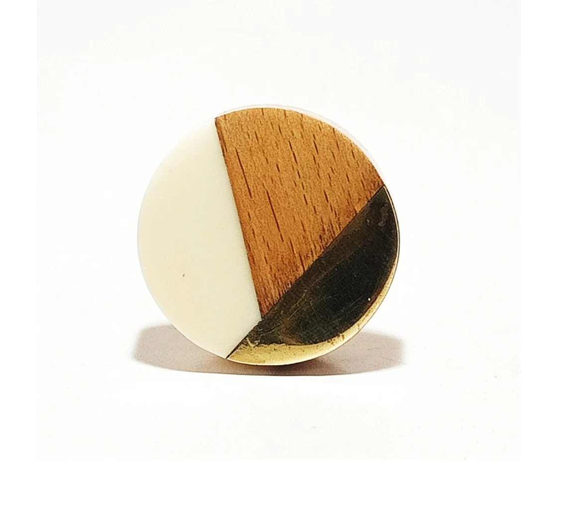 Office Furniture Marbled look Wood and Resin Square Wooden Door Knob Modern Cupboard Door Handle Drawer Pull