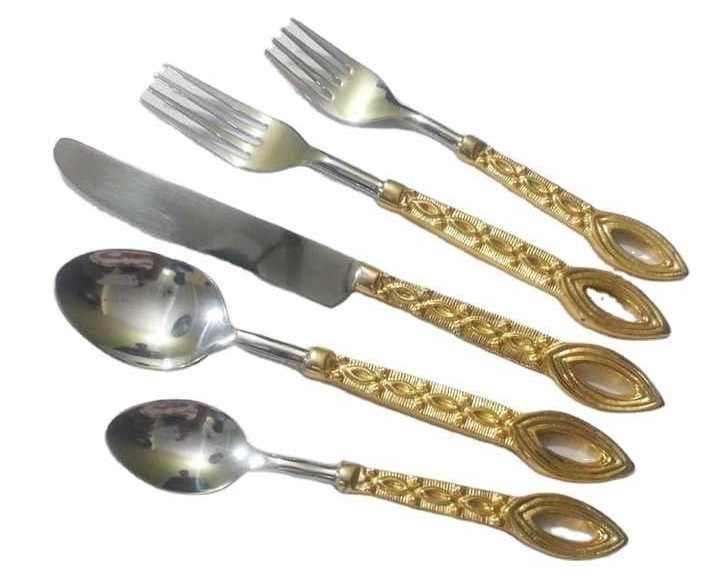 Wholesale Decorative Italian style  Cutlery Hot selling amazon wholesale gold luxury stainless steel 5 pcs gold cutlery set