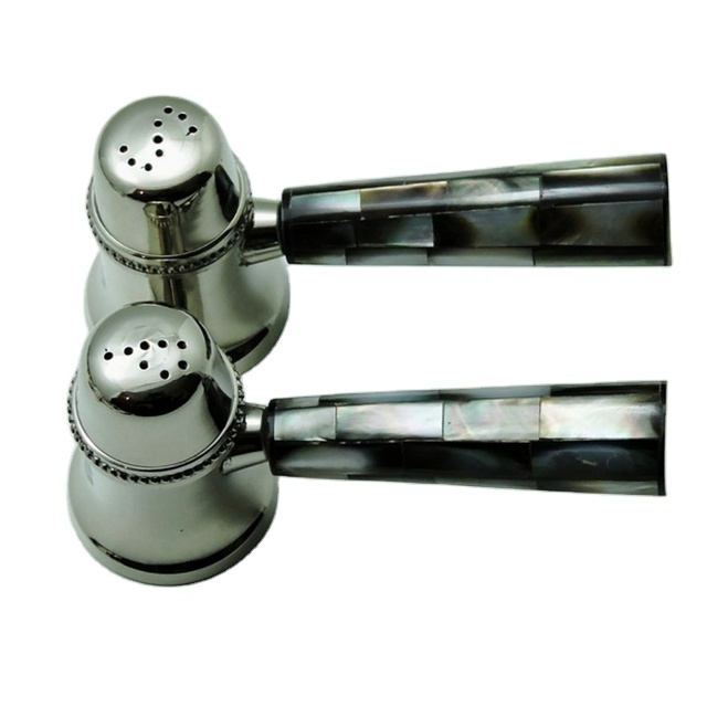 Black MOP handle & Brass with nickel Salt & Pepper set with cheap price kitchen accessories kitchen gadgets