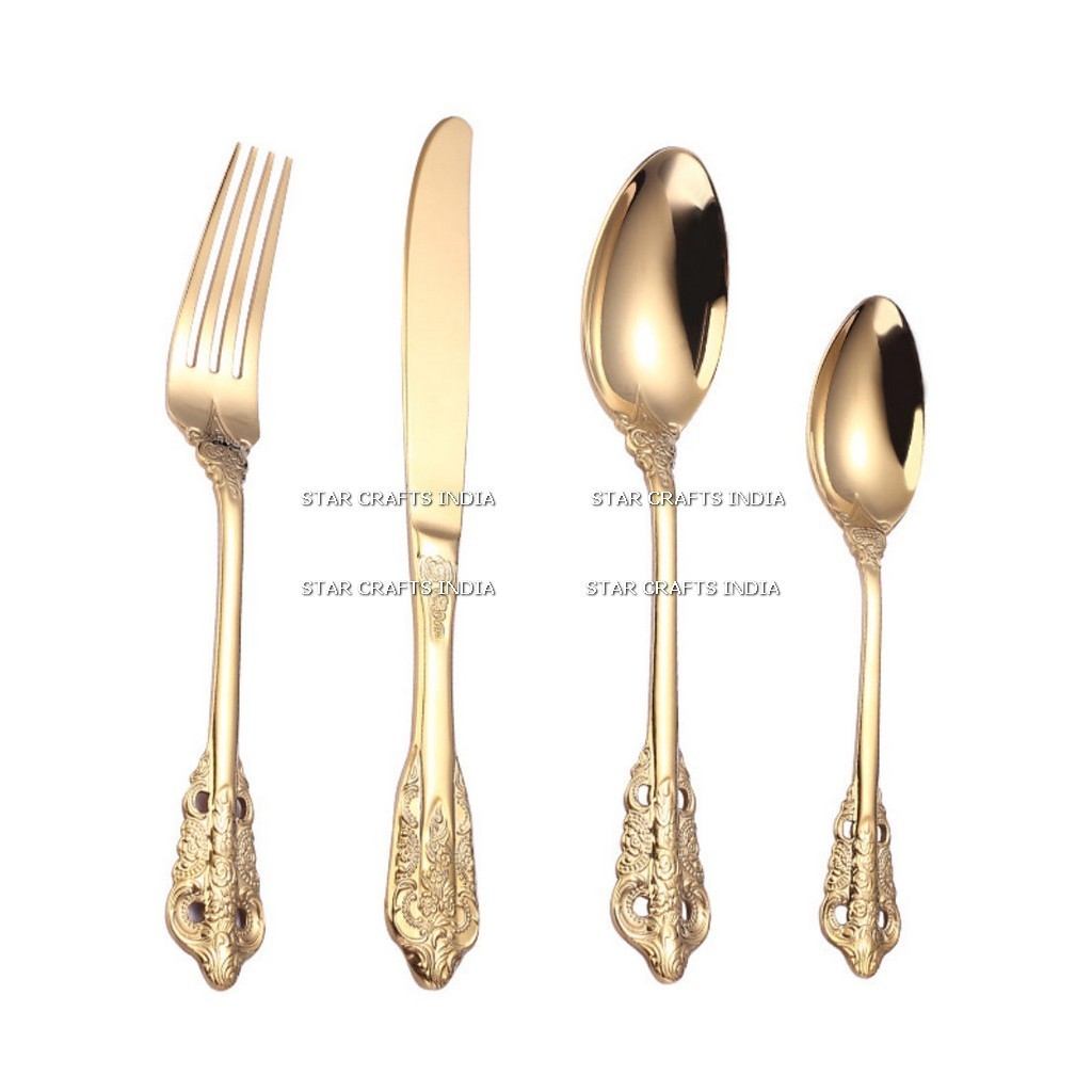 2023 Top Sellers Nordic Stainless Steel Luxury Tableware Set Royal Hotel Silver Flatware Sets Portuguese 4 Piece Cutlery Set