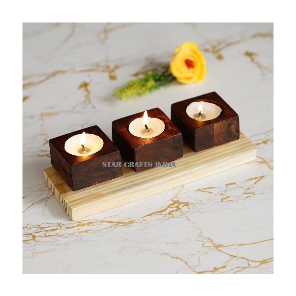 Christmas Diwali Candle Holders Wood Candle stand Natural Wooden Planter Wedding Centerpieces & Table Decorations Candle Holder