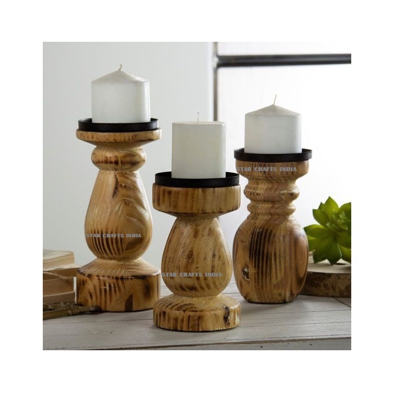 Christmas Diwali Candle Holders Wood Candle stand Natural Wooden Planter Wedding Centerpieces & Table Decorations Candle Holder