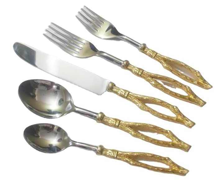 Wholesale Decorative Italian style  Cutlery Hot selling amazon wholesale gold luxury stainless steel 5 pcs gold cutlery set