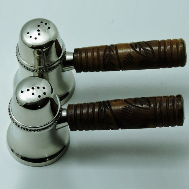 Unique Design Brass with silver plated Salt and Antique Bone handle Pepper set with cheap price