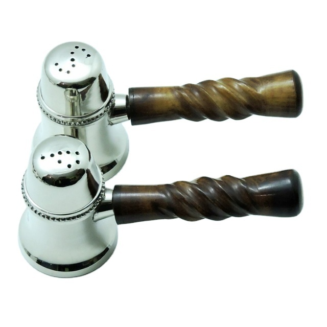 Unique Design Brass with silver plated Salt and Antique Bone handle Pepper set with cheap price