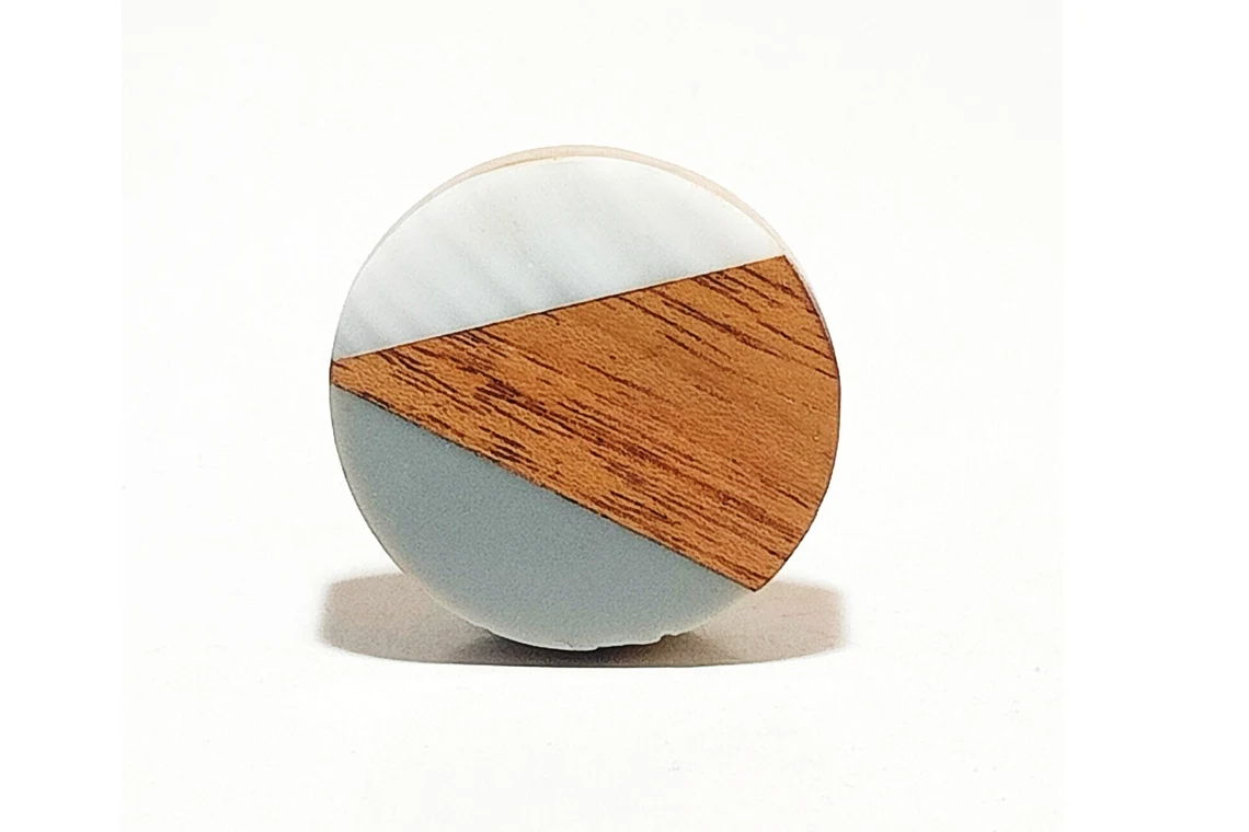 Marbled look Wood and Resin Square Wooden Door Knob Modern Cupboard Door Handle Drawer Pull