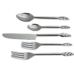 Stainless Steel leaf handle design kitchen cutlery set modern design kitchen flatware set Indian Manufacturer by SCI Handicrafts