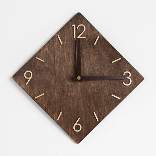 Square watch Regular Best Design handmade Wholesale Brief Digital Wood Wooden Wall Clock wall decoration wall clock