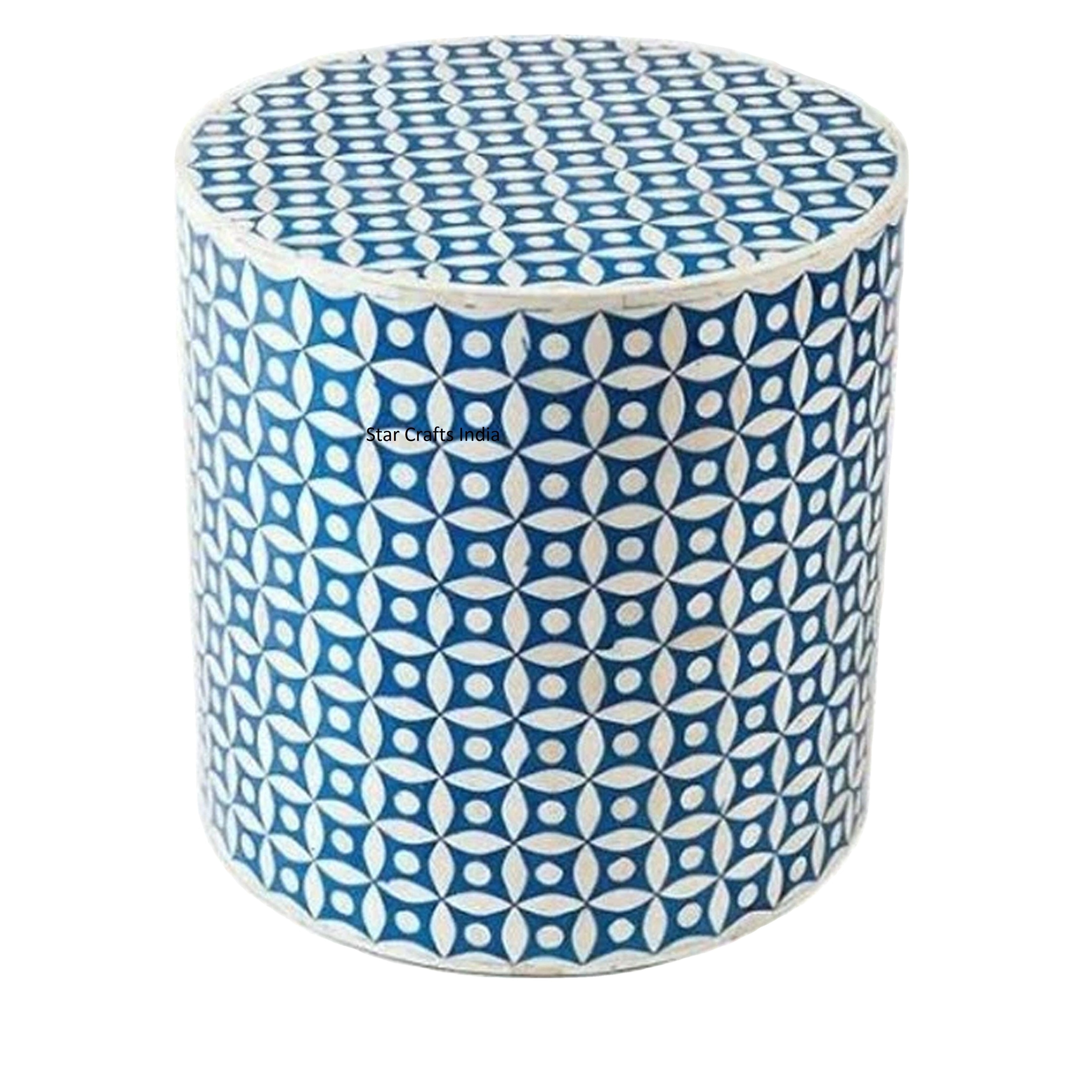 Geometrical Shape Hotel ware MDF Bone Inlay Stool Wholesale Bone Inlay Modern Good Quality Living Room Stool For Bedroom