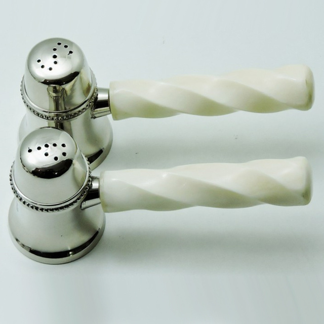 Unique Design Brass with silver plated Salt and Antique Bone handle Pepper set with cheap price