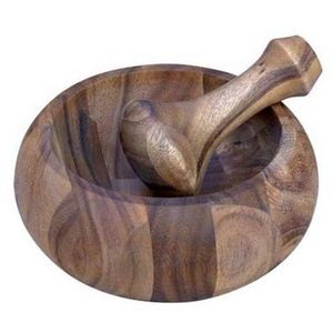 Vegetable Tools Mortar And Pestle Set Spice Pepper Crusher Round Shape Wooden Herbs Grinder Garlic Mixing Bowl