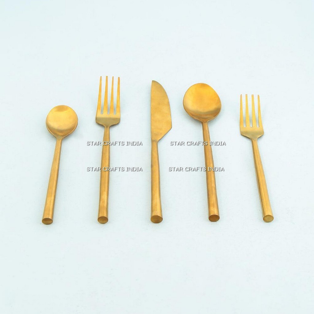 Stainless Steel Gold Flatware 4 Pcs Set. place setting Christmas Gift Luxury Cutlery HAND FORGED DAMASCUS STEEL