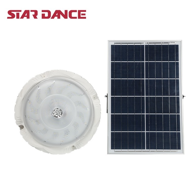 Indoor Outdoor LED Solar Ceiling Light Modern Round Dimmable Remote Control Home 50W 100W 200W Ce Garden ABS IP65 Set of 2 50000