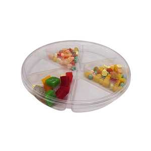 Disposable Round 6 Compartments Food Plastic Fruit Tray With Lid