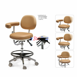 Height Adjustable  PU Leather Dental Assistant Stool Dentist Chair with 360 Degree Rotation Armrest