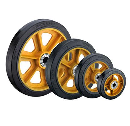 SS solid elastic rubber caster wheels 150 200 250 300mm options