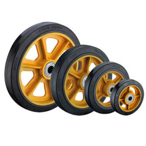 SS solid elastic rubber caster wheels 150 200 250 300mm options