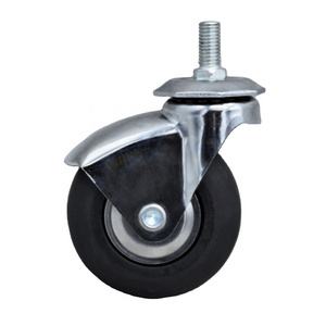 SS chrome coated m12 threaded stem swivel tpr casters wheels